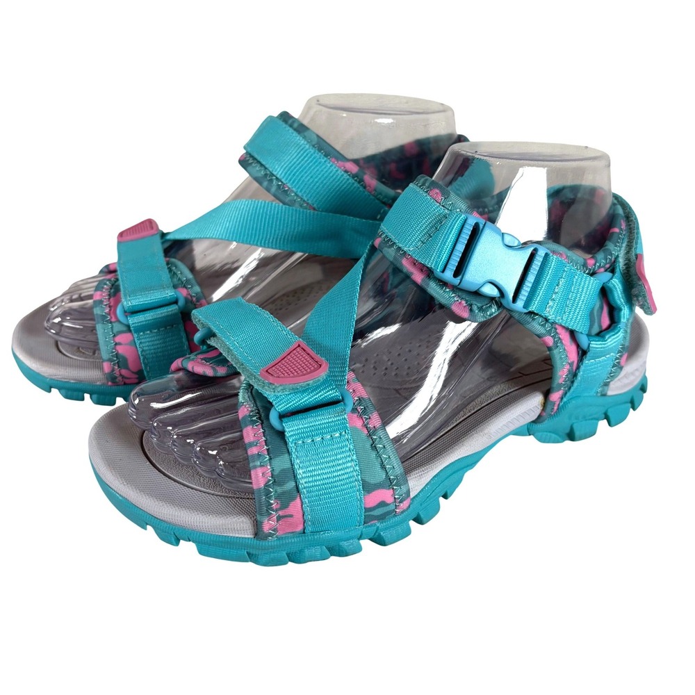 Eddie Bauer Glide Womens Sandals Teal Pink Camo Sport Hiking Shoes Size 5
